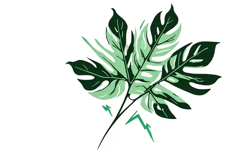 Monstera Leaves And Lightning Bolts
