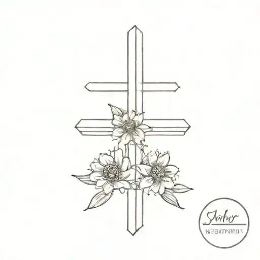 Small Simple Cross With Aster Flowers