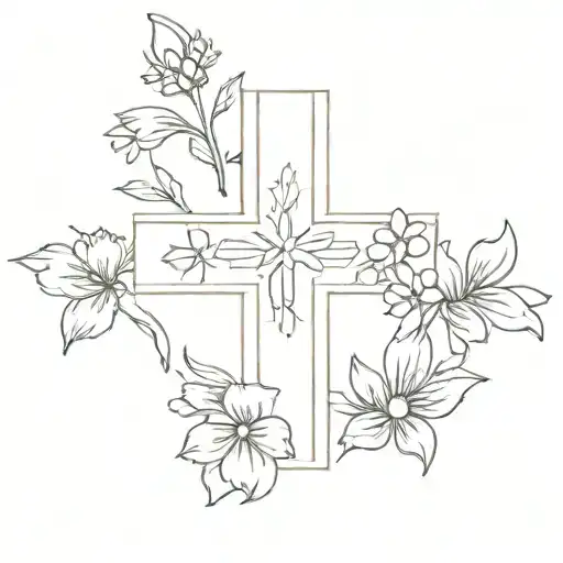 Small Simple Cross With Aster Flowers