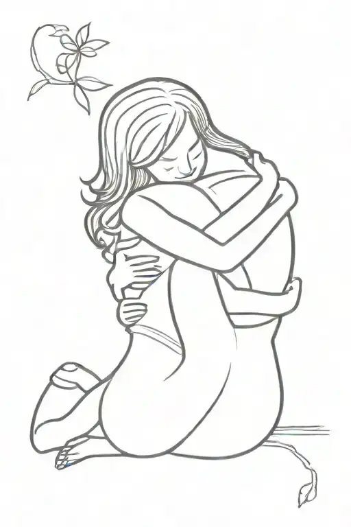 Outline Of Women Hugging A Book
