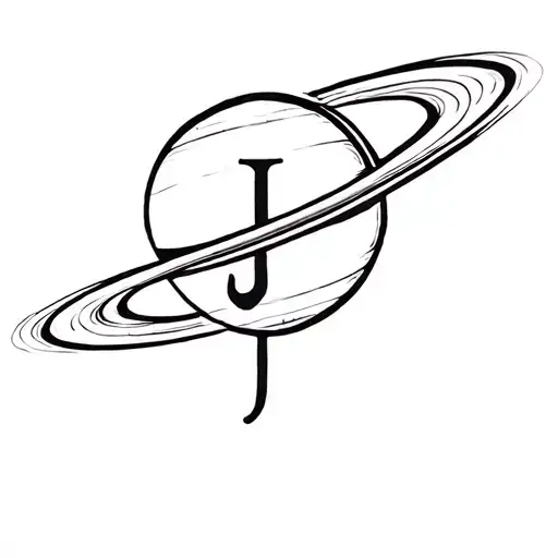 Saturno Con Letra J Incorporated Within The Design