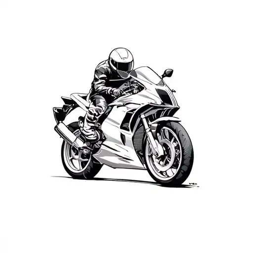 A Left Shoulder Tatoo Of A Sport Motorbike