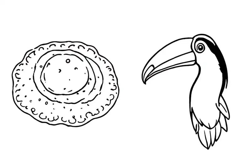 2Pieces Of Ravioli And A Toucan