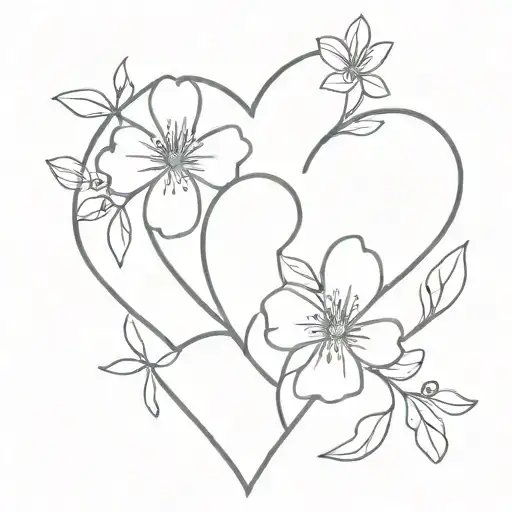 Heart Flowers Intertwined