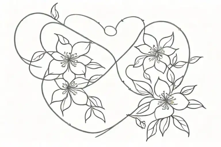 Heart Flowers Intertwined