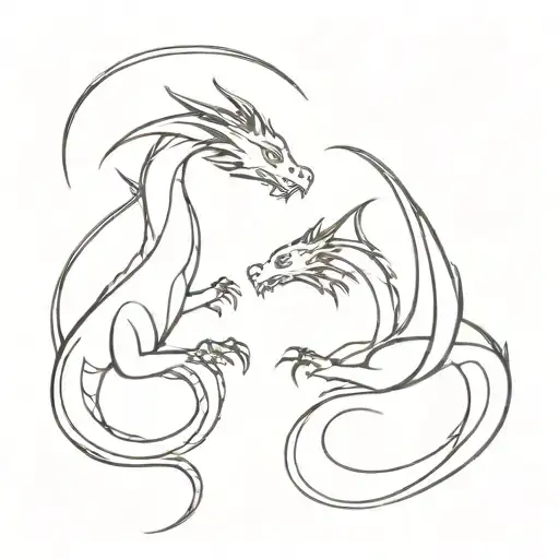 Two Dragons Where One Looks Up And The Other Down