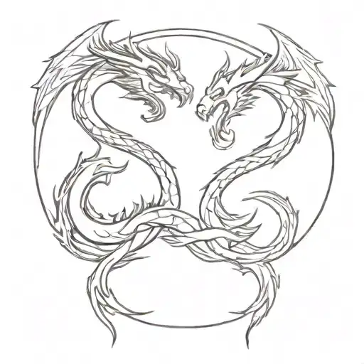 Two Symmetrical Dragons Forming A Yin-yang