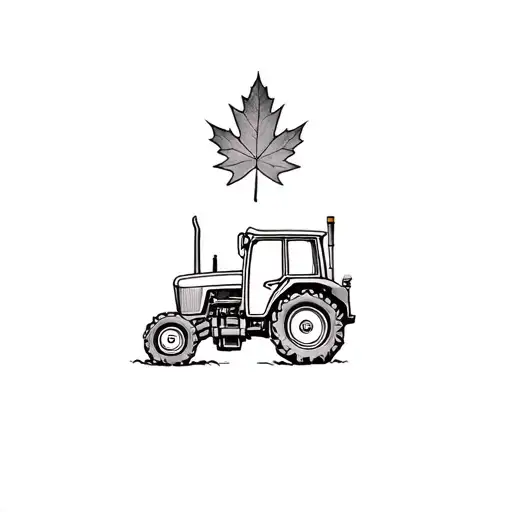 Tractor And Maple Leaf Intertwined