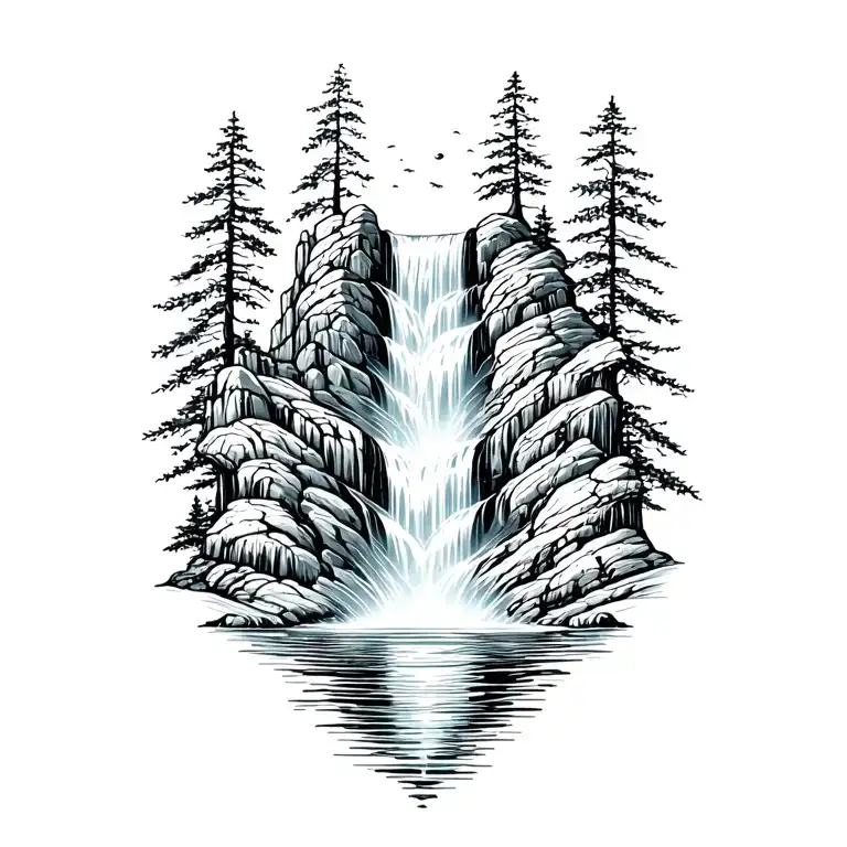 Cascading Waterfall Scene