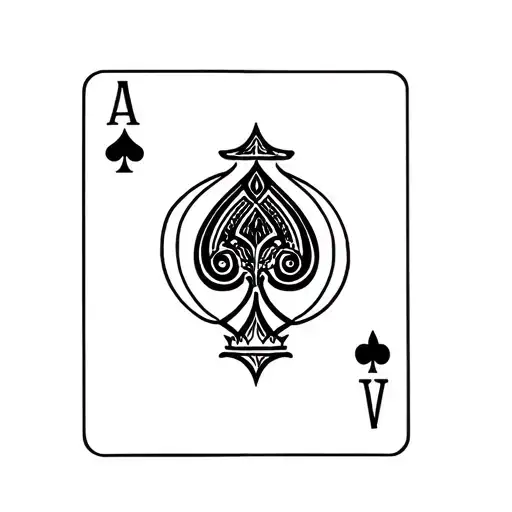 Queen Of Spades Symbol Fine Line Design