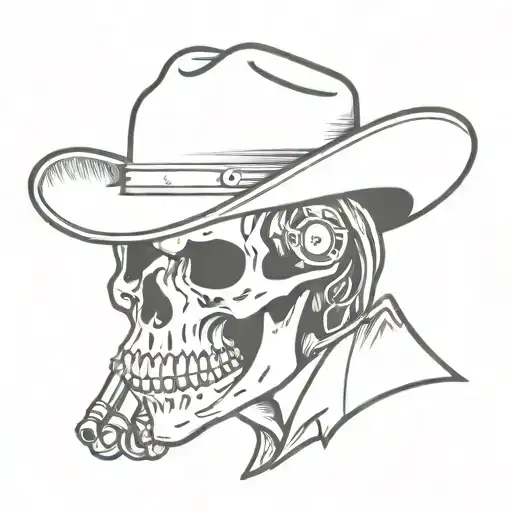 Cowboy Skull Biting Bullet