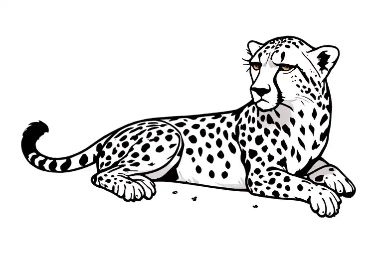 Cheetah Lying With Its Head Facing Its Body