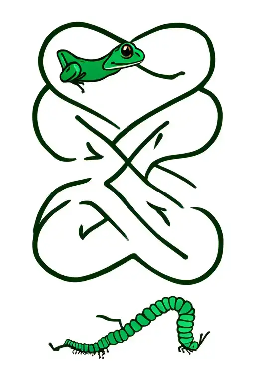 Green Frog Icon In Front Of Infinity Icon Followed By A Caterpiller Icon