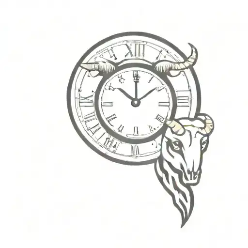 Clock Face With Ram Skull