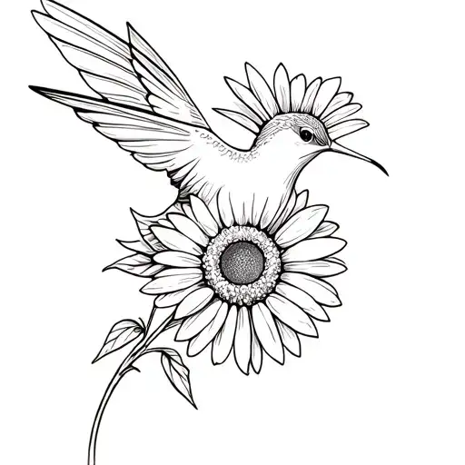 Hummingbird With A Gerber Daisy