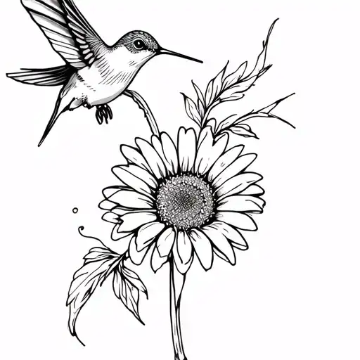Hummingbird With A Gerber Daisy