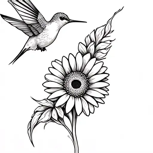 Hummingbird With A Gerber Daisy