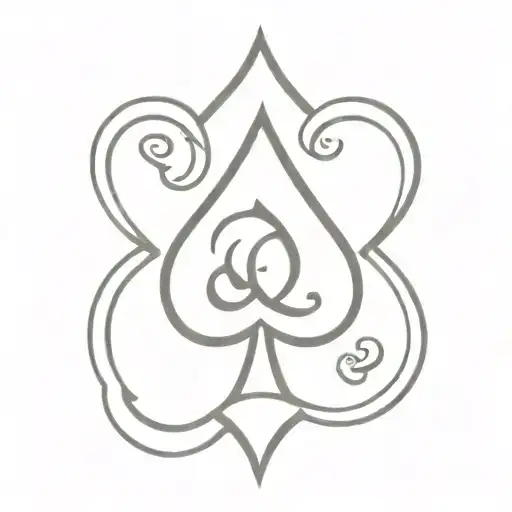 A Simple Ace Of Spades Symbol With A Q In The Middle