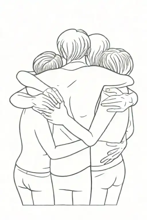 3 Friends Hugging Themself Seen