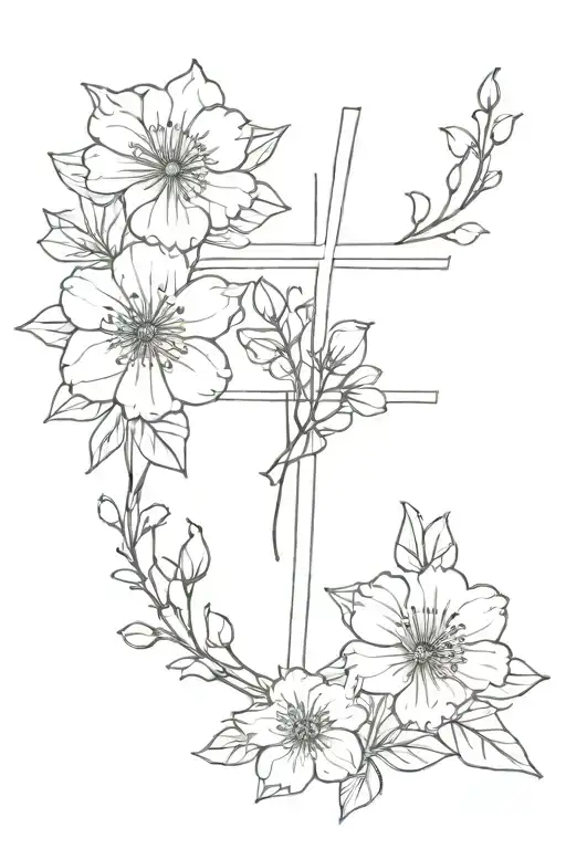 Demi Fine Line Cross With December Birth Flowers
