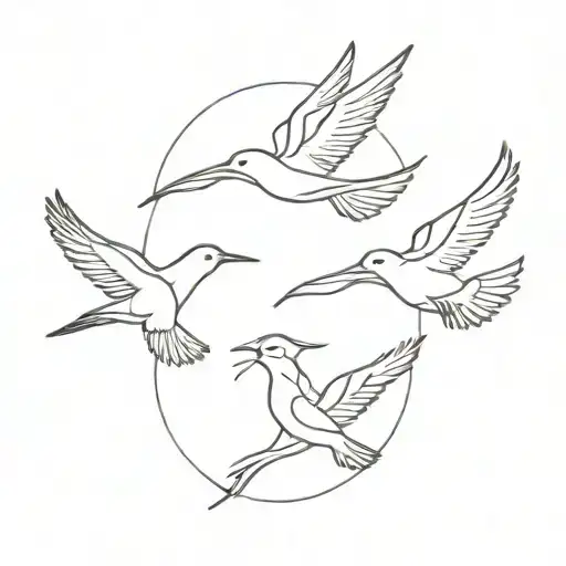 3 Birds Flying Around With One Being Smaller Than The Others