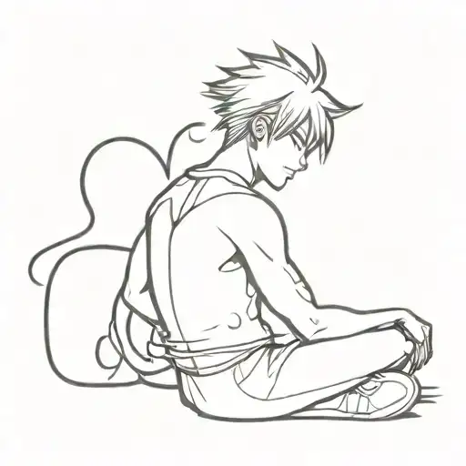 A Minimalist Tattoo Of A Manga Character Achieving A New Level Of Power