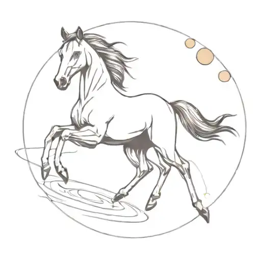 A Minimalist Design Of A Horse Galloping Through The Solar System
