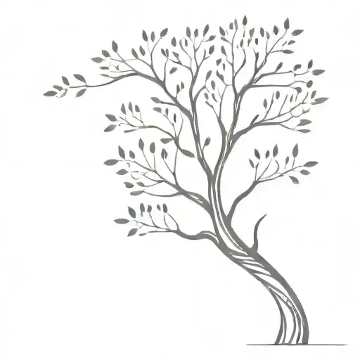 Tree Silhouette With Dna Double Helix Trunk