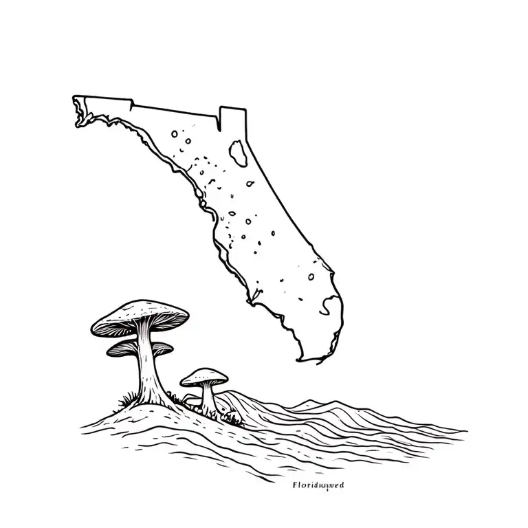 Mushroom Made From Florida Beach Waves And California Sequoias Mountains