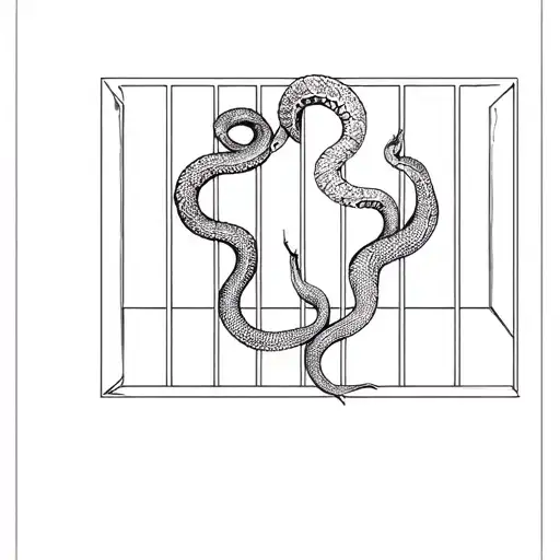 A Jail Cell Filled With Snakes Intertwined