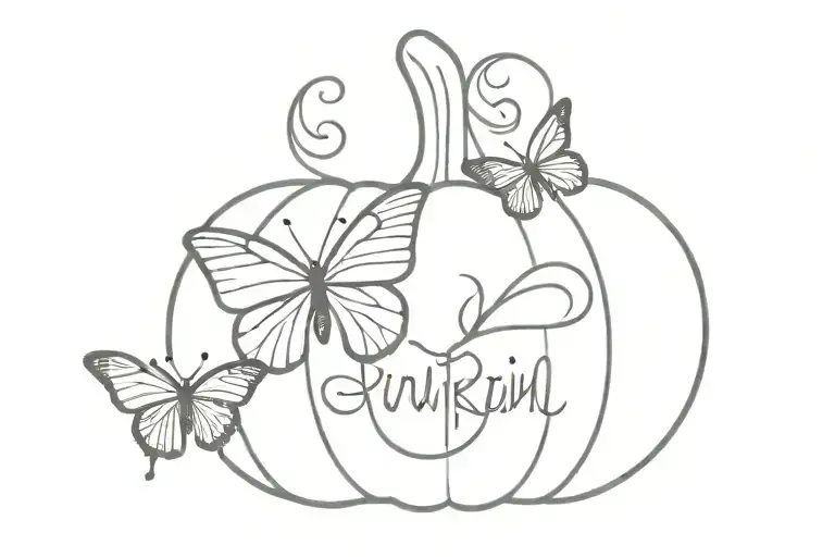 Pumpkin Word With Butterfly