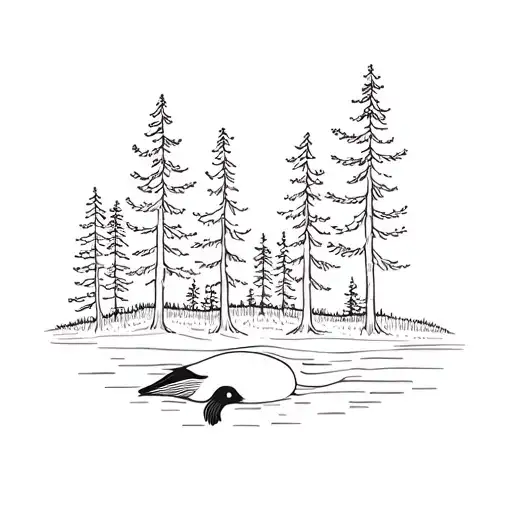 Loon Pine Trees Background