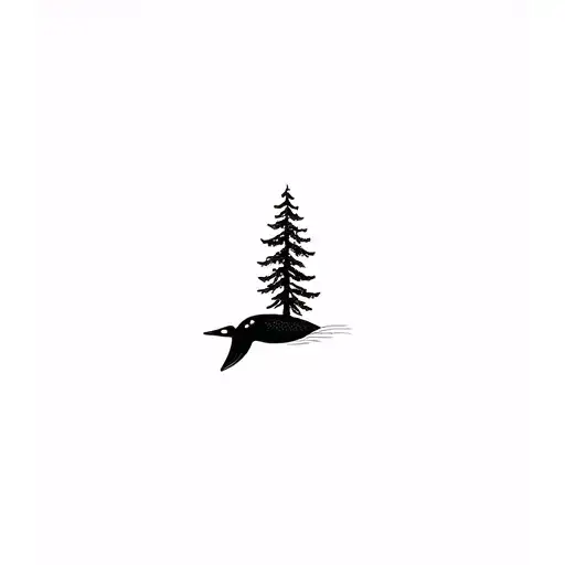 Loon Pine Trees Background