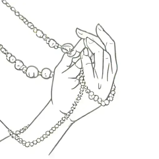 Woman's Hand Pulling Pearl Necklace Off Of Neck