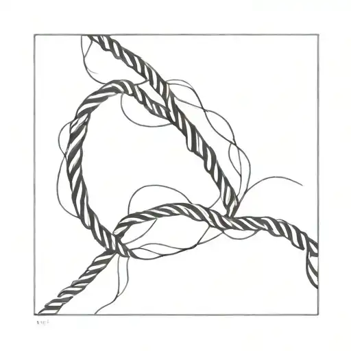 A Black And White Design With A Thin Rope Is Tearing
