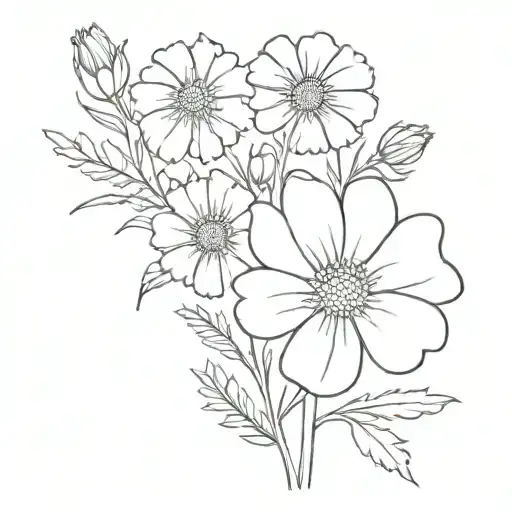 Marigolds And Cosmos Flower Bouquet