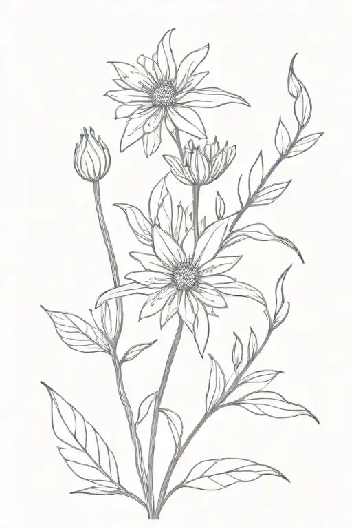 Aster Flower With Owen On Stem