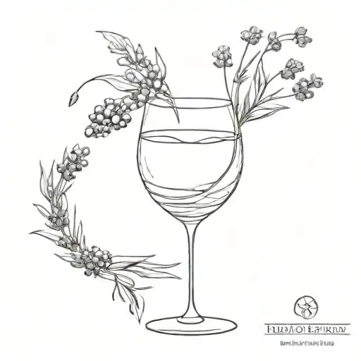 Wine Glass With Lavender Inside Surrounded