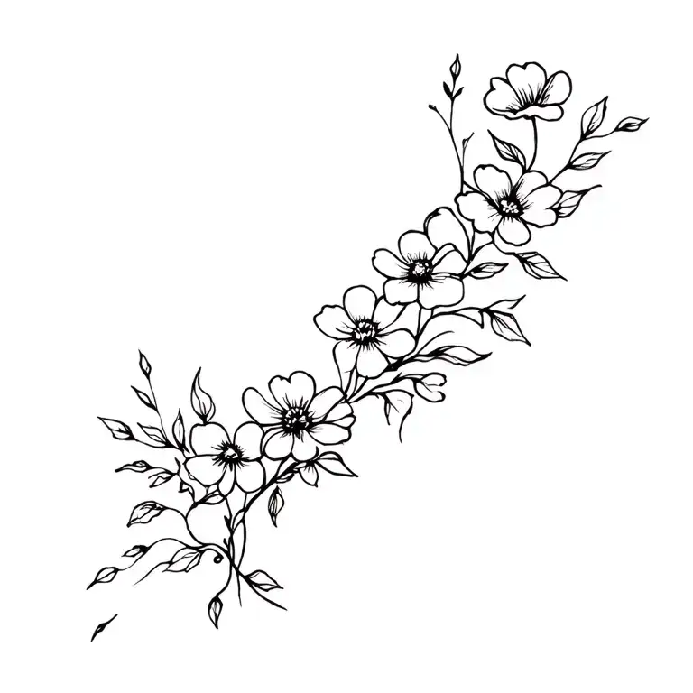 Arm Twist Tattoo With Flowers Blooming