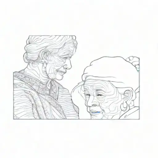 An Old Woman And A Young Girl