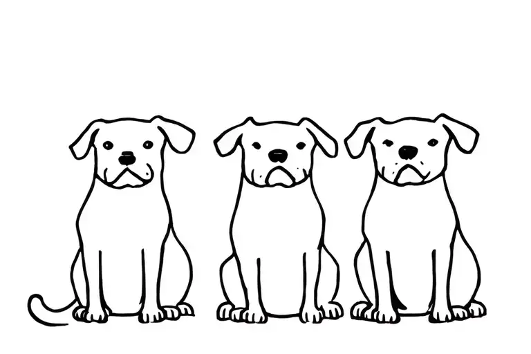 Three Dogs Sitting