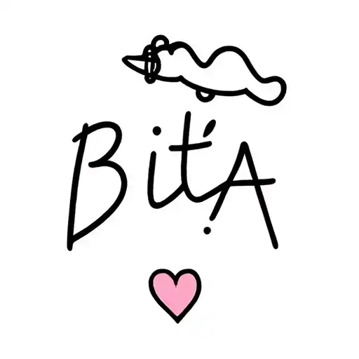 The Font Of 'Bita ' With Heart And Plane Flying