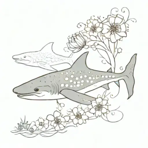 Whale Shark With Flowers Intertwined