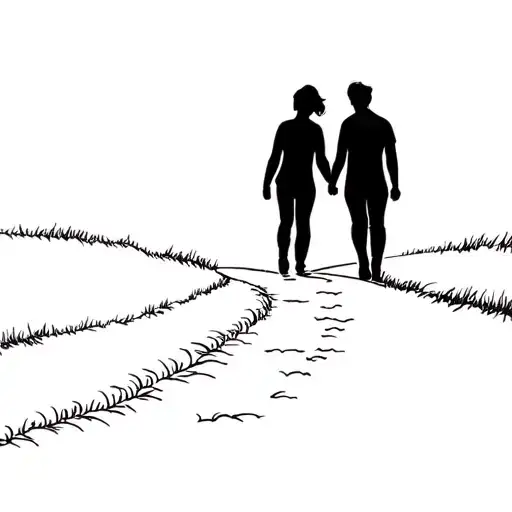 Two Friends Walking Down A Path