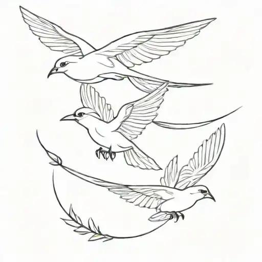 Three Flying Birds