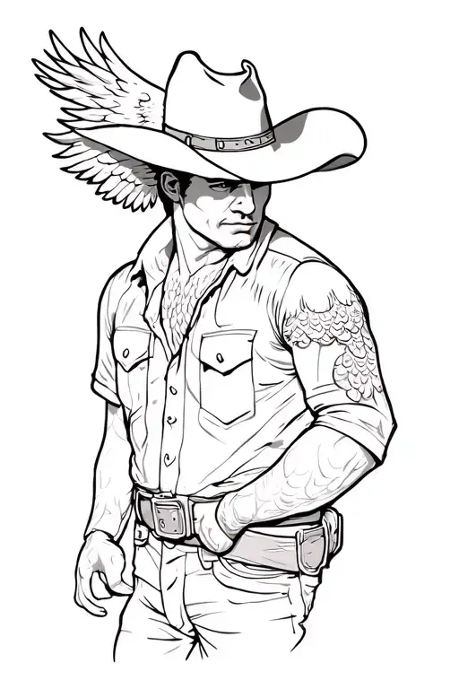 Cowboy With Eagle On His Shoulder