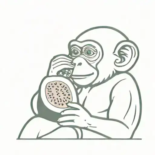 Monkey Eating Watermelon Slice