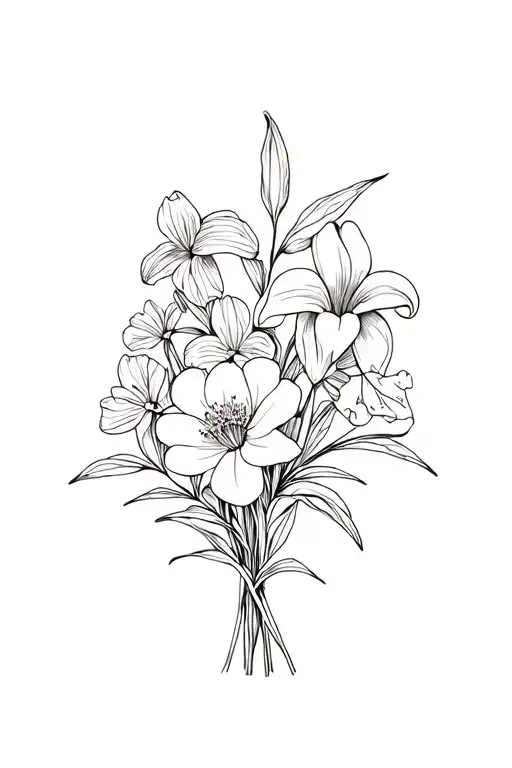 Carnation Flower And Lily Flower And Narcissus Flower Bouquet