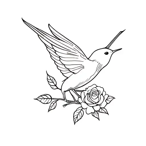 Swallow Bird With Rose