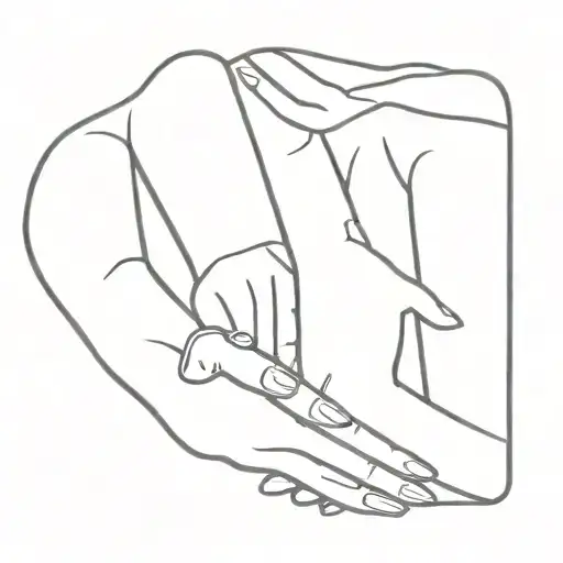 Mom And Two Daughters Holding Hands